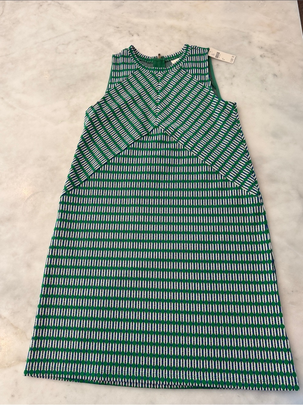 Maeve Green and White Geometric Sleeveless Mini Dress